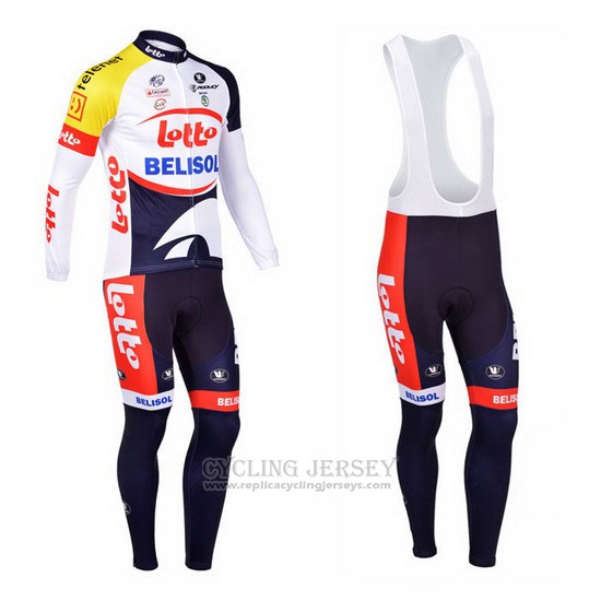 2013 Cycling Jersey Lotto Belisol Purple and White Long Sleeve and Bib Tight